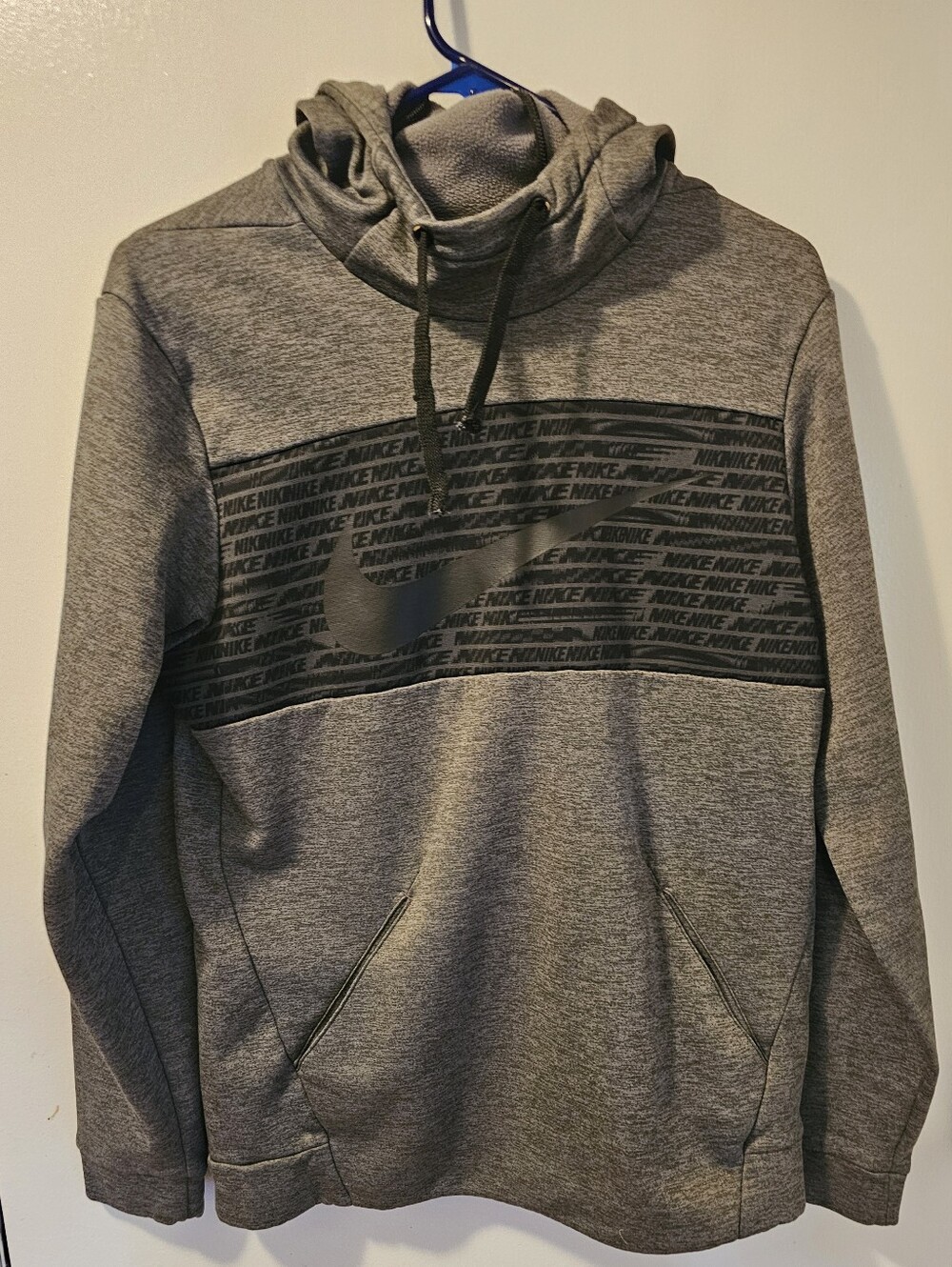 Nike Dri-fit Men's Gray Fleece Pullover Hoodie‎ Size Small